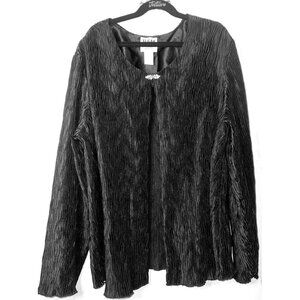 RM Richards Black Open Jacket Diamanté Closure Ruched Pattern Glitter Embedded
